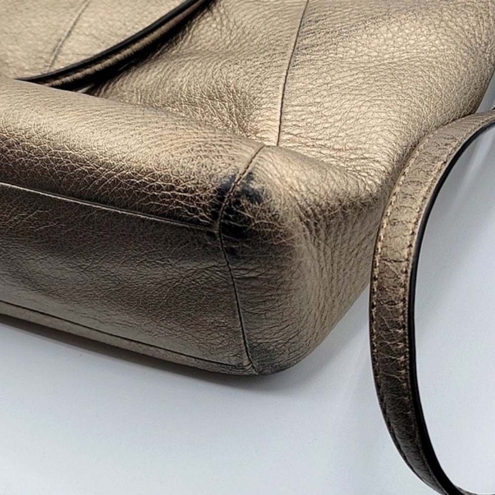 COACH Satchel w/ Crossbody Strap Metallic Pebbled Soft Leather Gold Hardware - Picture 12 of 13